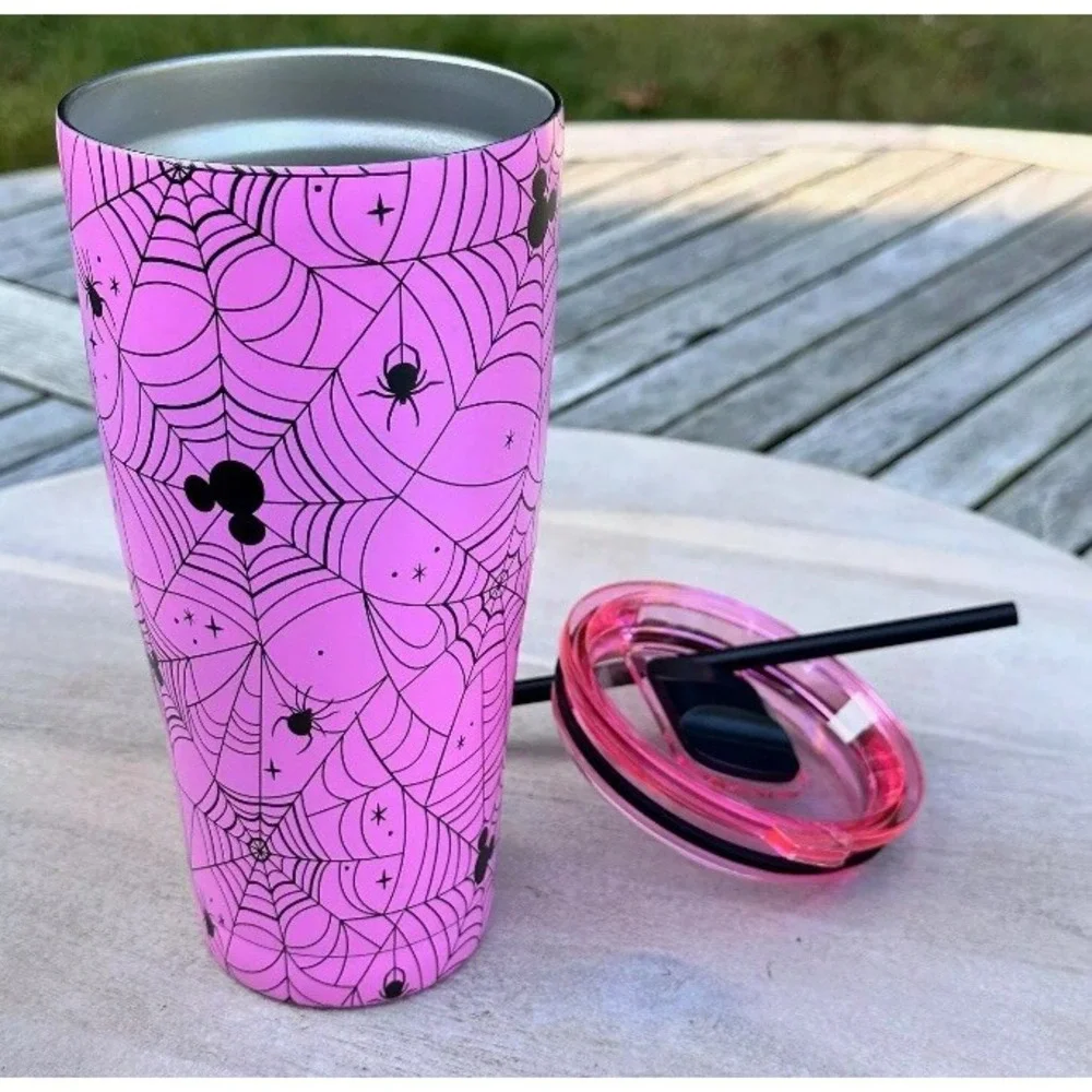 DISNEY HALLOWEEN MICKEY MOUSE TUMBLER  Spider Web Tumbler Mickey Ears  Pink New